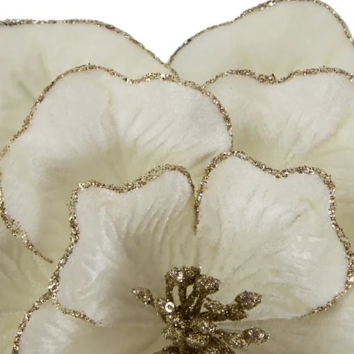 24" Glittered Cream Magnolia Christmas Stem Spray Sprays, Picks & Branches