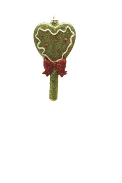 Online 5.75" Glittered Green and Red Shatterproof Christmas Heart Lollipop Ornament Shatterproof Balls|Ball Ornaments