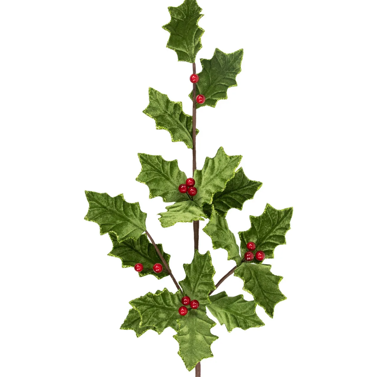 31" Glittered Holly with Berry Christmas Spray Sprays, Picks & Branches