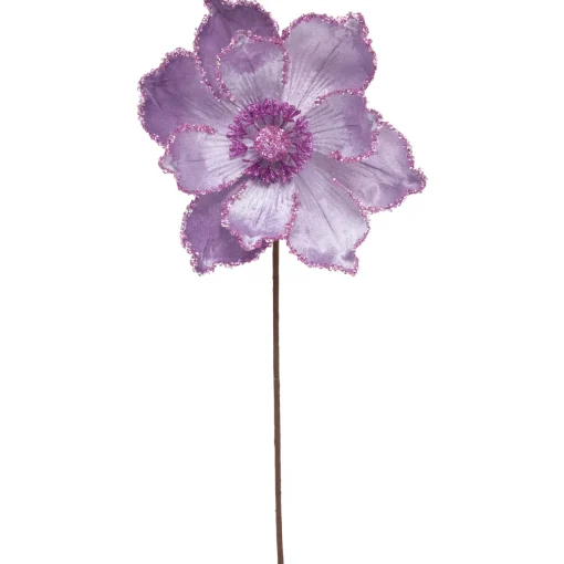 Online 24" Glittered Lavender Magnolia Christmas Stem Spray Sprays, Picks & Branches