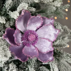 Online 24" Glittered Lavender Magnolia Christmas Stem Spray Sprays, Picks & Branches