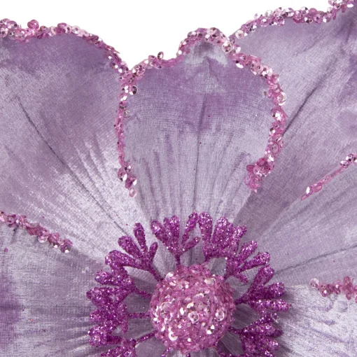 Online 24" Glittered Lavender Magnolia Christmas Stem Spray Sprays, Picks & Branches
