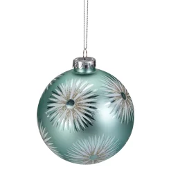 Hot 4" Glittered Mint Green Starburst Glass Christmas Ball Ornament Glass|Ball Ornaments