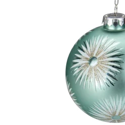 Hot 4" Glittered Mint Green Starburst Glass Christmas Ball Ornament Glass|Ball Ornaments