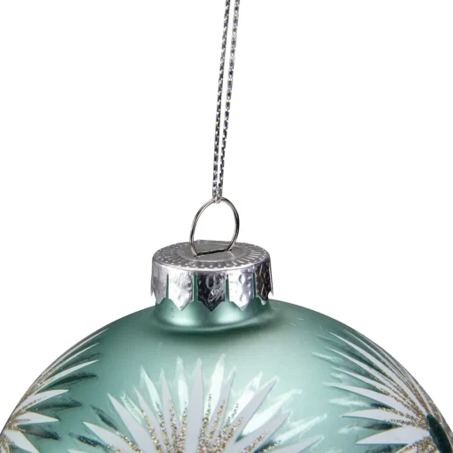 Hot 4" Glittered Mint Green Starburst Glass Christmas Ball Ornament Glass|Ball Ornaments