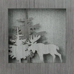 New 10" Glittered Moose Silhouette Box Framed Christmas Table Decoration Novelty