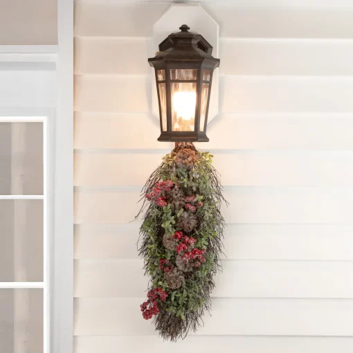 Best 28" Glittered Pine Cone and Berry Artificial Teardrop Christmas Swag - Unlit Unlit Swags