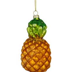 New 4.75" Glittered Pineapple Glass Christmas Hanging Ornament Food & Beverage