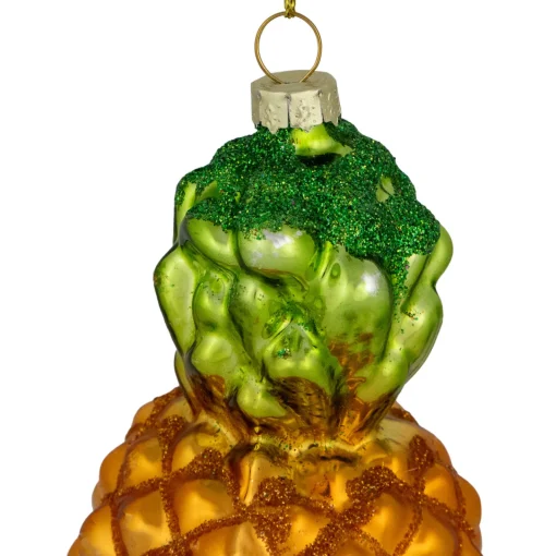 New 4.75" Glittered Pineapple Glass Christmas Hanging Ornament Food & Beverage