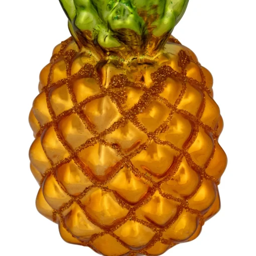 New 4.75" Glittered Pineapple Glass Christmas Hanging Ornament Food & Beverage