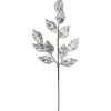 Online 25" Glittered Platinum Leaves Christmas Spray Sprays, Picks & Branches