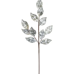 Online 25" Glittered Platinum Leaves Christmas Spray Sprays, Picks & Branches