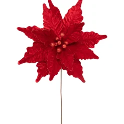 Best 24" Glittered Red Poinsettia Christmas Stem Spray Sprays, Picks & Branches