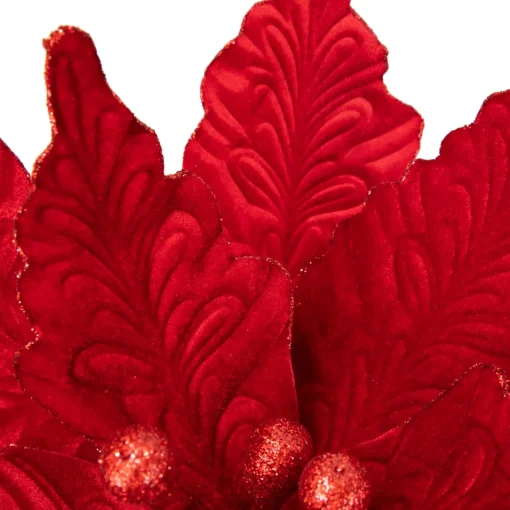 Best 24" Glittered Red Poinsettia Christmas Stem Spray Sprays, Picks & Branches