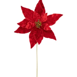 Online 18" Glittered Red Velvet Christmas Poinsettia Stem Spray Sprays, Picks & Branches
