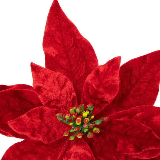Online 18" Glittered Red Velvet Christmas Poinsettia Stem Spray Sprays, Picks & Branches