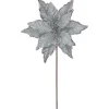 Discount 25" Glittered Silver Poinsettia Christmas Stem Spray Sprays, Picks & Branches