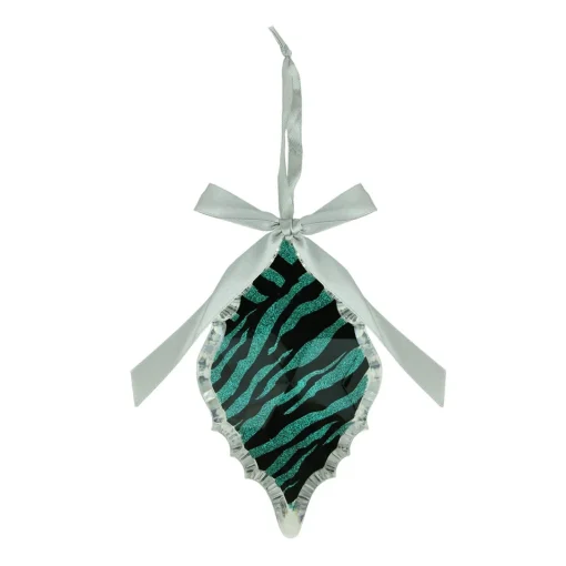 Online 5.75" Glittered Teal Zebra Print Diamond Prism Christmas Ornament Finials|Pendants