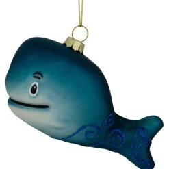 Outlet 4" Glittered Whale Glass Christmas Ornament Animals
