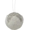 Online 4.25" Glittered White and Silver Sequined Christmas Ball Ornament Glass|Ball Ornaments