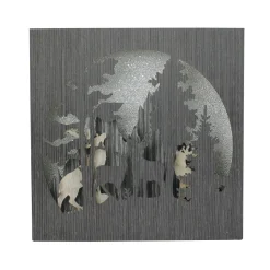 New 13.75" Glittered Winter Woodland Deer Christmas Shadow Box Table Decoration Novelty