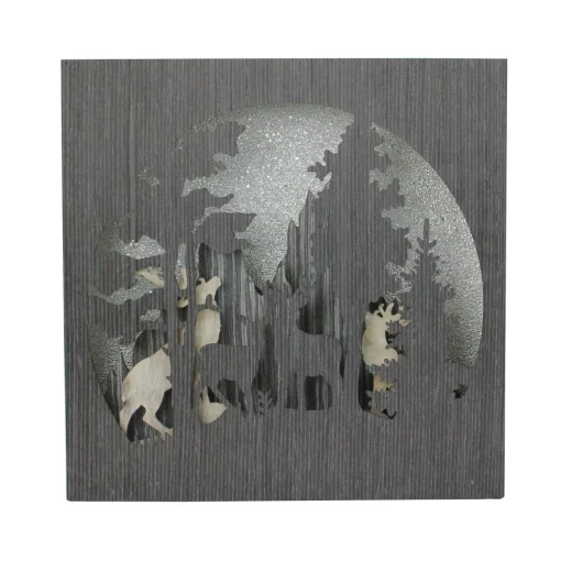 New 13.75" Glittered Winter Woodland Deer Christmas Shadow Box Table Decoration Novelty