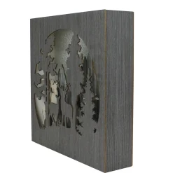 New 13.75" Glittered Winter Woodland Deer Christmas Shadow Box Table Decoration Novelty
