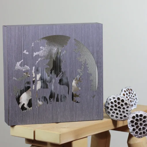 New 13.75" Glittered Winter Woodland Deer Christmas Shadow Box Table Decoration Novelty
