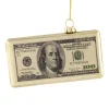 Discount 4.5" Gold 100 Dollar Bill Glass Christmas Ornament Novelty