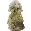 Clearance 16" Gold and Brown Lighted Angel in Gown with Harp Christmas Tree Topper Angels