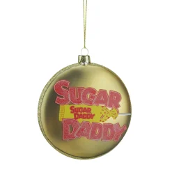 Outlet 4" Gold and Red "Sugar Daddy" Milk Caramel Lollipop Christmas Disc Ornament Food & Beverage