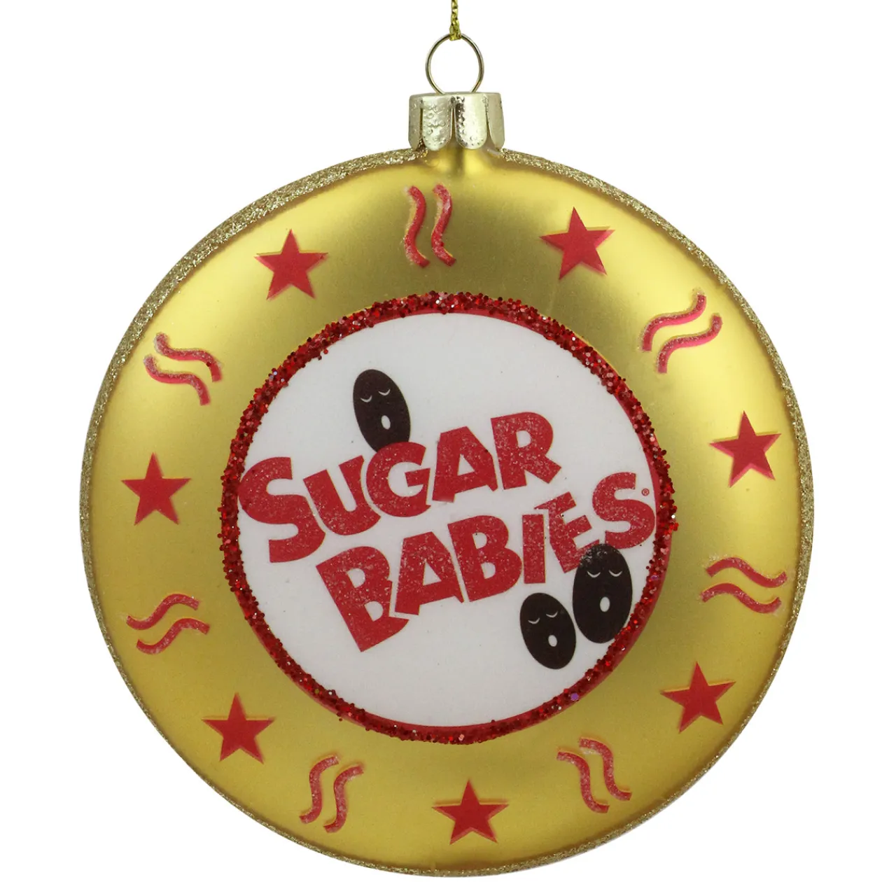 Sale 4" Gold and Red Tootsie Roll Sugar Babies Caramel Candies Disc Christmas Ornament Food & Beverage