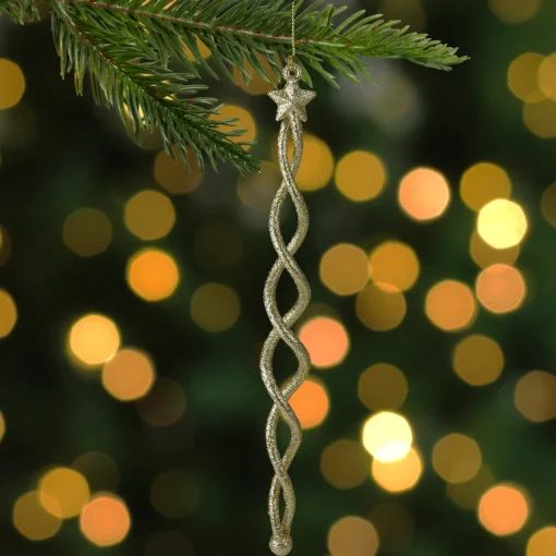 8.75" Gold and Silver Spiral Icicle With a Star Christmas Ornament Icicles|Snowflakes