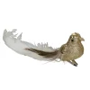 6" Gold and White Embellished Bird With Clip Christmas Ornament Animals