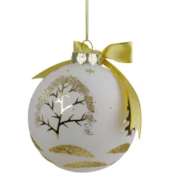 New 4" Gold and White Moose Christmas Ball Ornament Animals