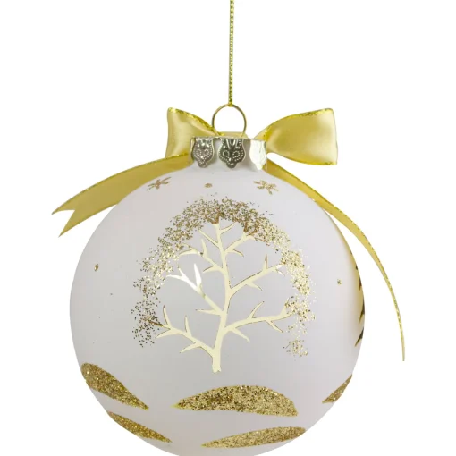 New 4" Gold and White Moose Christmas Ball Ornament Animals