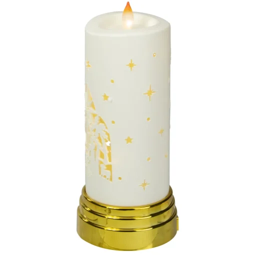 Outlet 9" Gold and White Nativity Scene Flameless Candle Flameless Candles