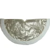 New 47" Gold and White Round High Pile Fleece Border Christmas Tree Skirt Cloth|Metal