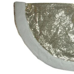New 47" Gold and White Round High Pile Fleece Border Christmas Tree Skirt Cloth|Metal