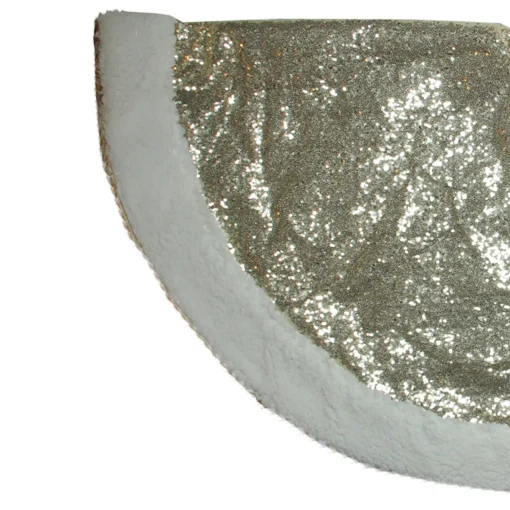 New 47" Gold and White Round High Pile Fleece Border Christmas Tree Skirt Cloth|Metal