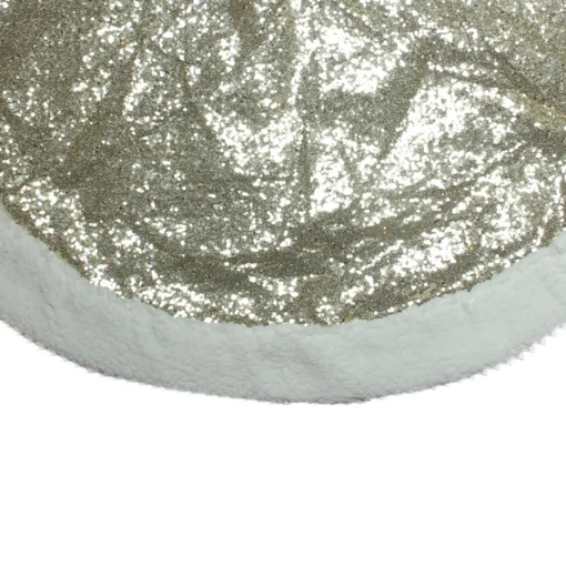 New 47" Gold and White Round High Pile Fleece Border Christmas Tree Skirt Cloth|Metal