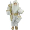 Hot 18" Gold and White Standing Santa Christmas Figure with Presents Santa Claus