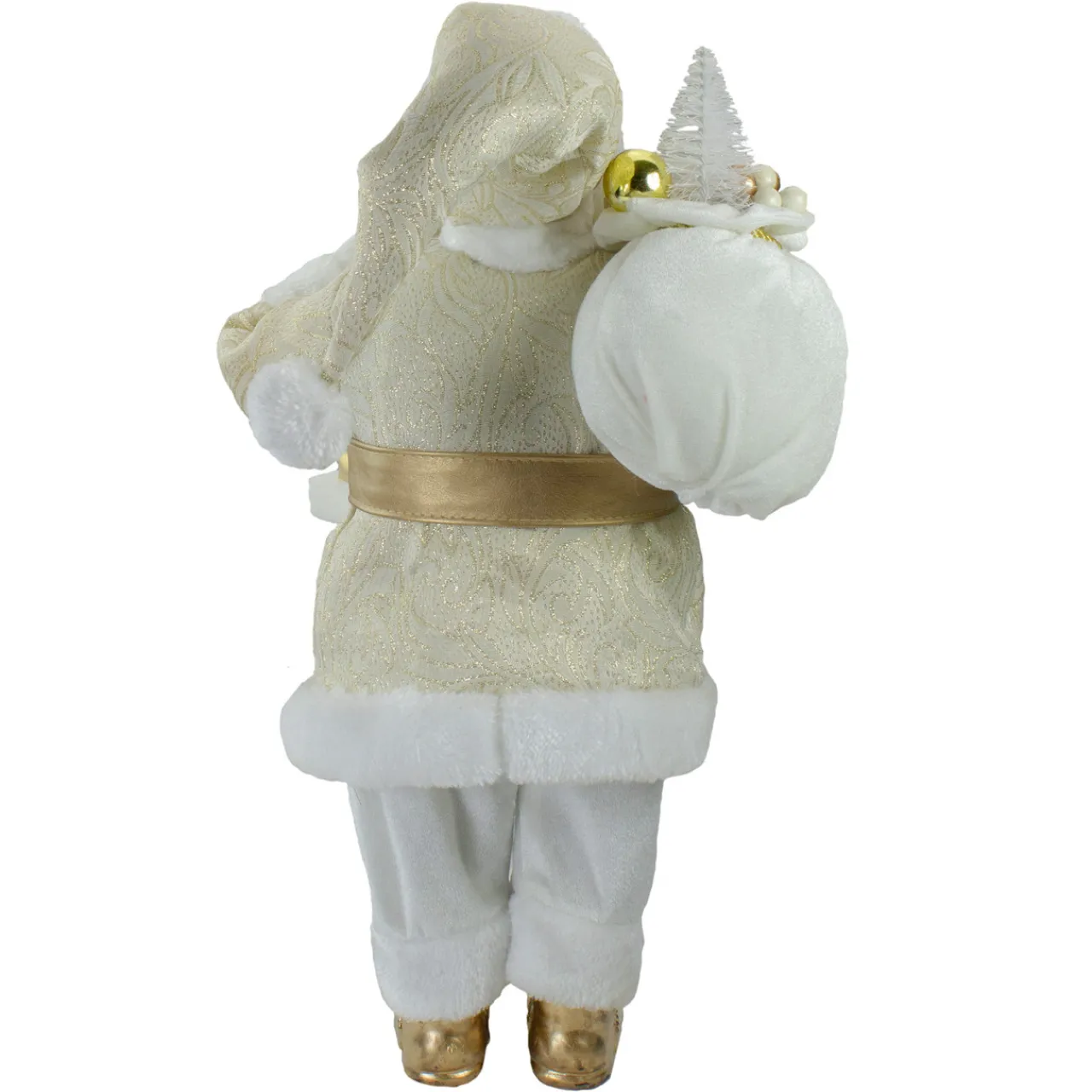 Hot 18" Gold and White Standing Santa Christmas Figure with Presents Santa Claus