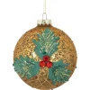 Discount 4" Gold Holly Berry Mercury Glass Ball Christmas Ornament Novelty