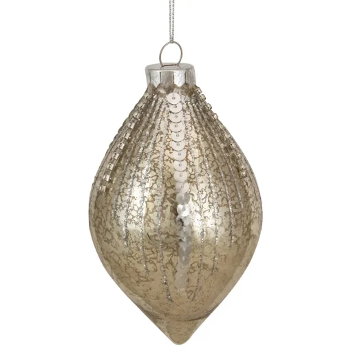 Discount 5" Gold Mercury Glass Finial Christmas Ornament Novelty