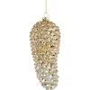 New 7.25" Gold Pinecone Glass Christmas Ornament Novelty
