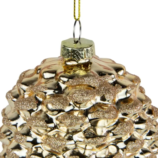 New 7.25" Gold Pinecone Glass Christmas Ornament Novelty