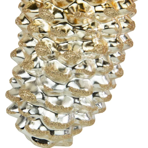 New 7.25" Gold Pinecone Glass Christmas Ornament Novelty