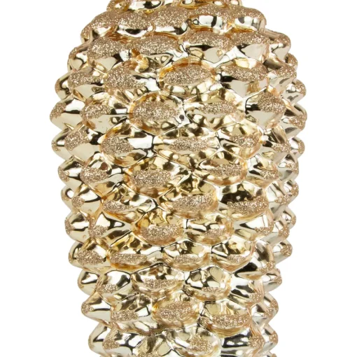 New 7.25" Gold Pinecone Glass Christmas Ornament Novelty