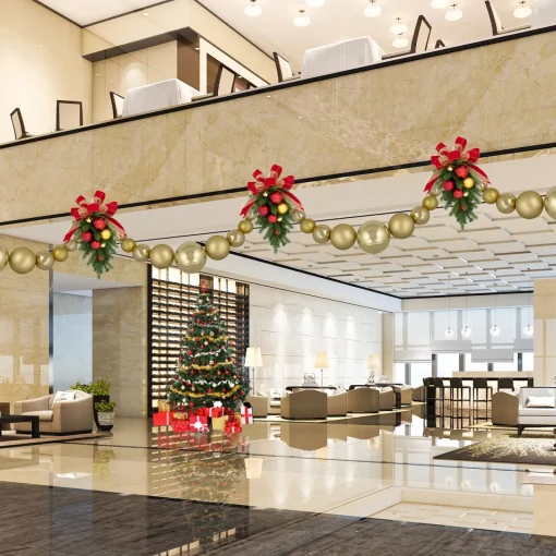 Hot 6' Gold Shiny and Matte Shatterproof Ball Christmas Swag Unlit Swags